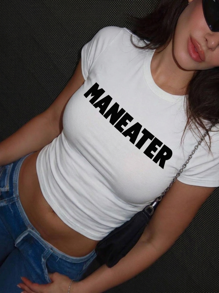 MANEATER WHITE BABY TEE