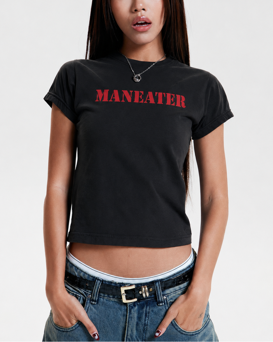 MANEATER BLACK BABY TEE