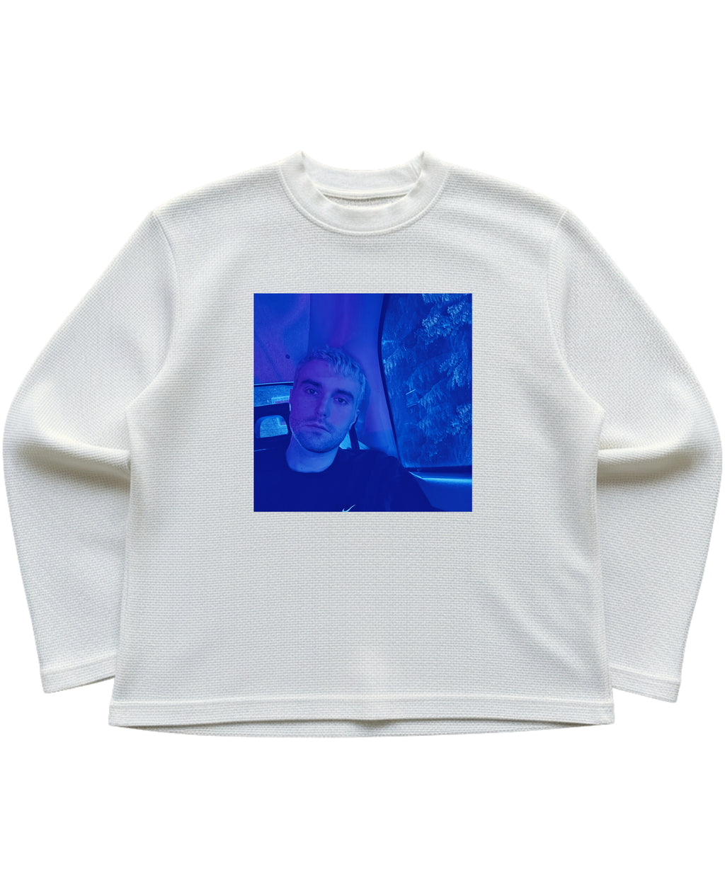 Off-white waffle knit oversized full-sleeve Front Design