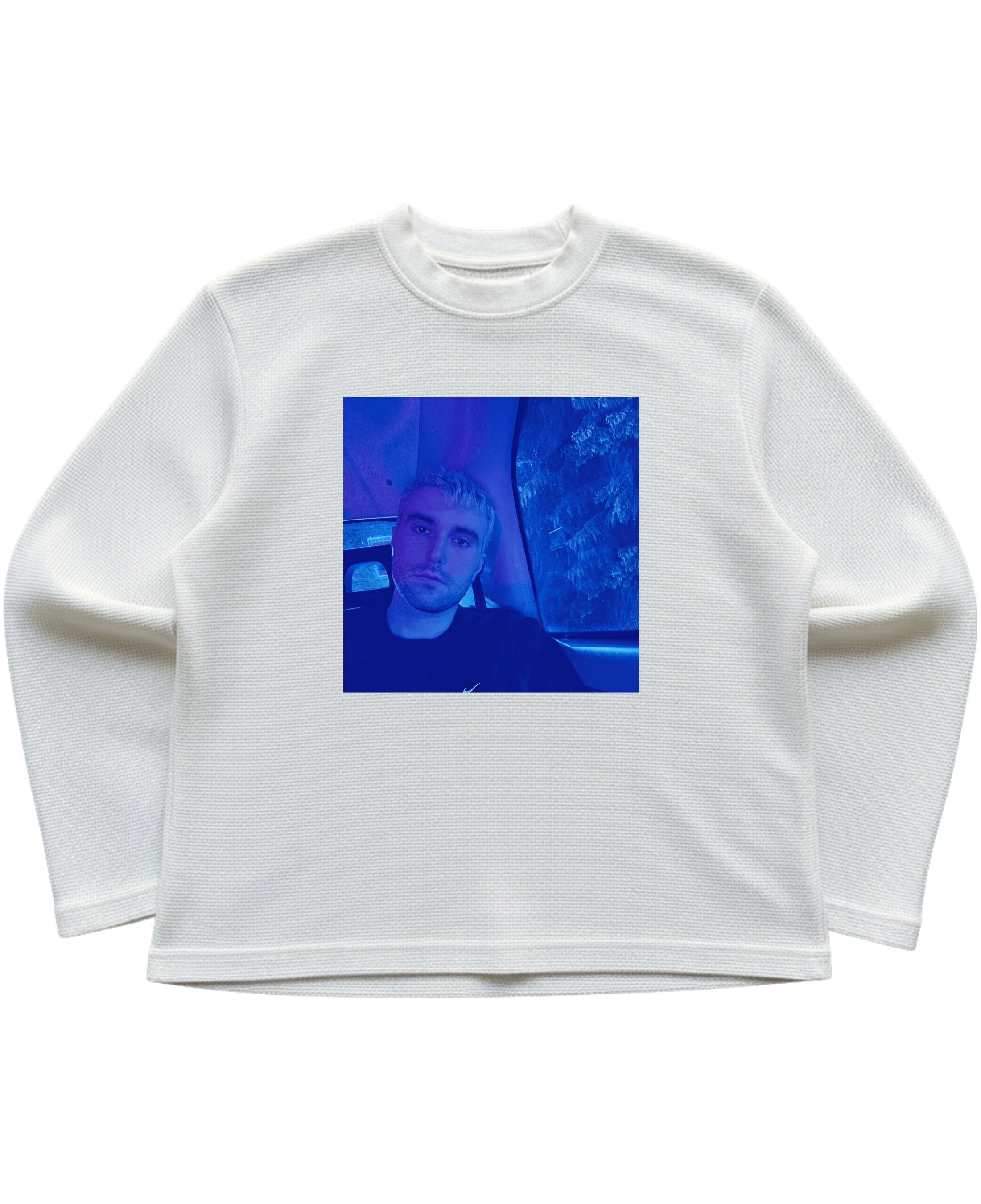 Off-white waffle knit oversized full-sleeve Front Design