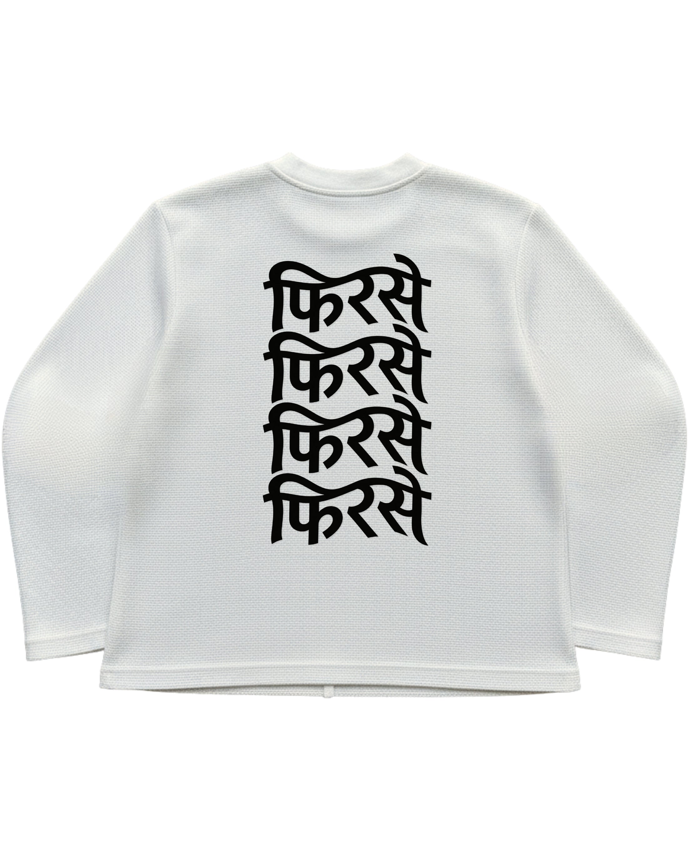 Off-white waffle knit oversized full-sleeve Back Design
