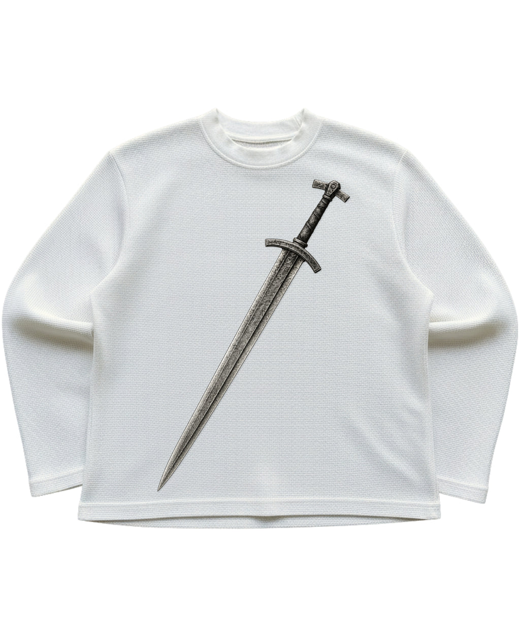 Off-white waffle knit oversized full-sleeve Front Design