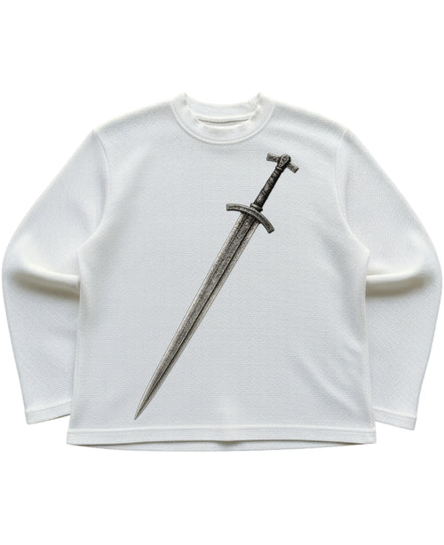 Off-white waffle knit oversized full-sleeve Front Design