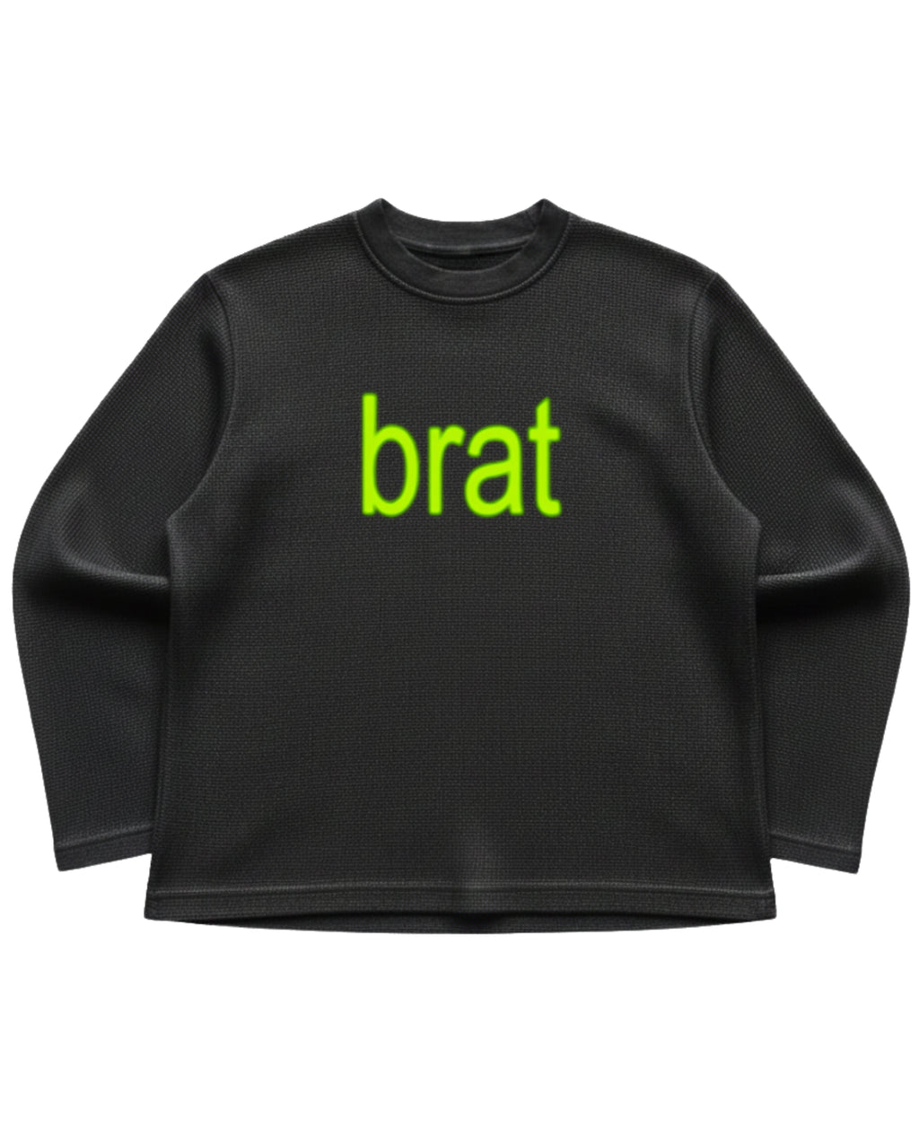 Black waffle knit oversized full-sleeve Front Design