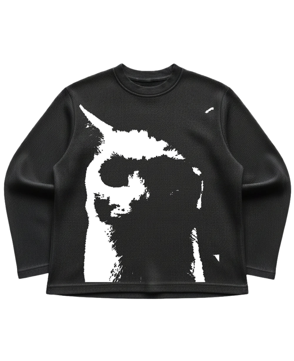 CURSED CAT WAFFLE OVERSIZED FULL SLEEVE
