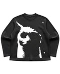 Black waffle knit oversized full-sleeve Front Design
