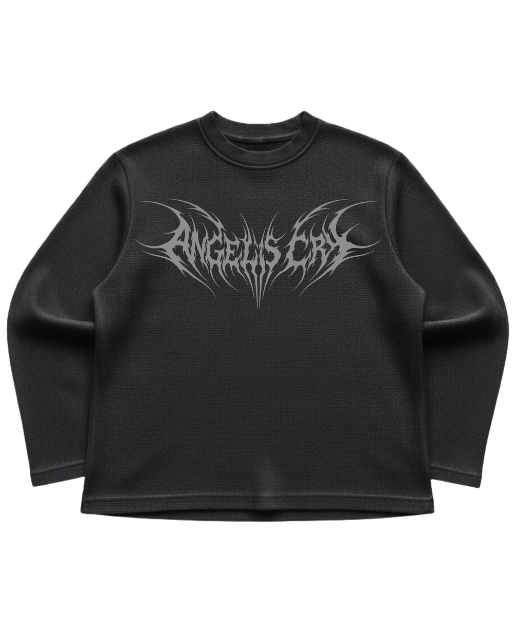 CYBERSIGILISM ANGELS CRY BLACK WAFFLE OVERSIZED FULL SLEEVE