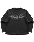Black waffle knit oversized full-sleeve Front Design