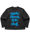 Black waffle knit oversized full-sleeve Front Design