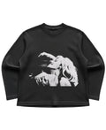 Black waffle knit oversized full-sleeve Front Design