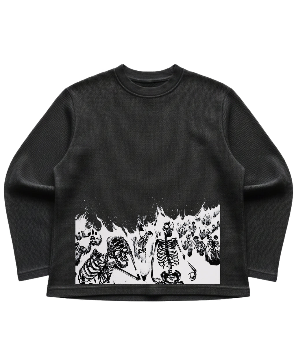 Black waffle knit oversized full-sleeve Front Design