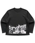 Black waffle knit oversized full-sleeve Front Design