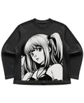 Black waffle knit oversized full-sleeve Front Design