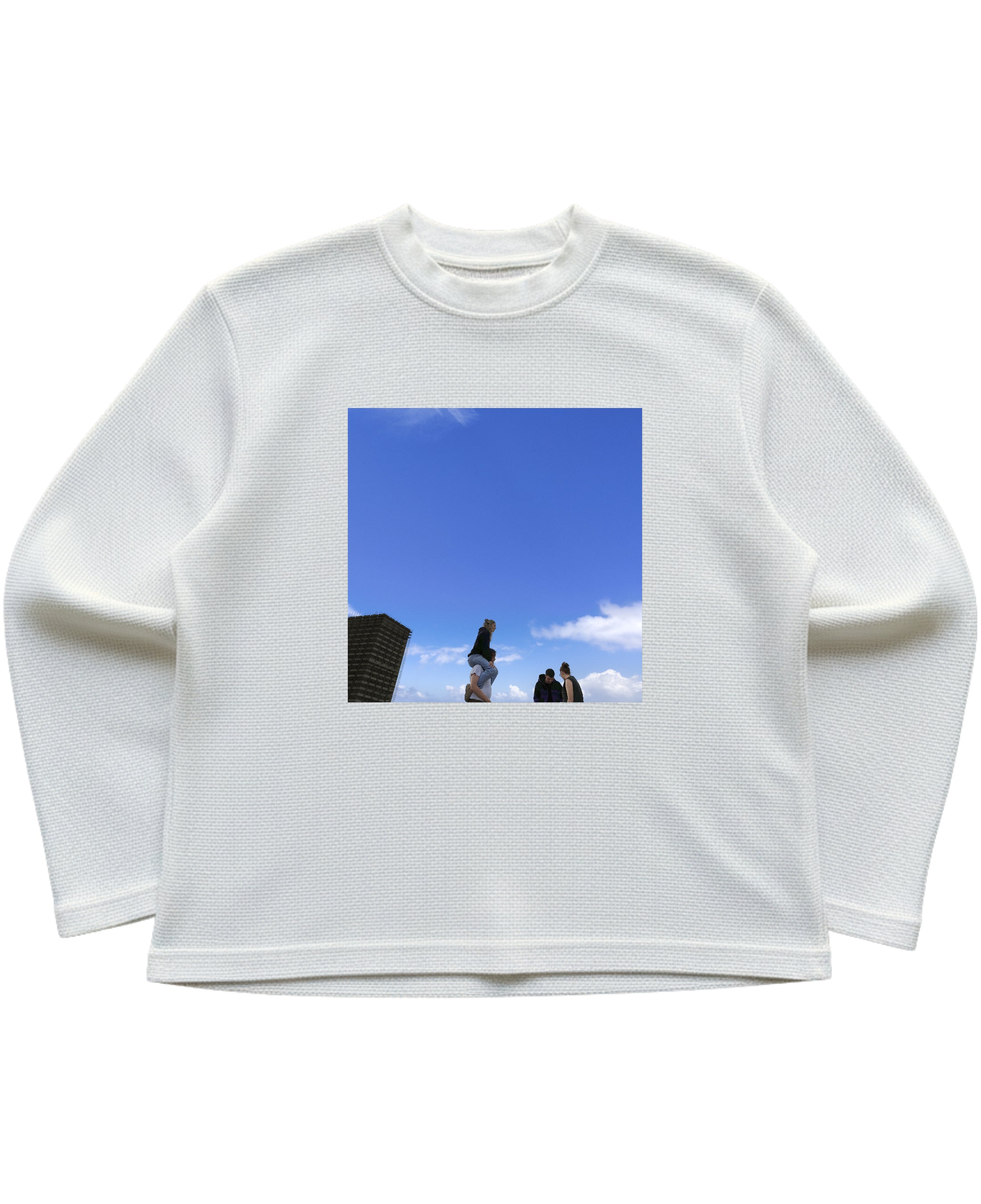 Off-white waffle knit oversized full-sleeve Front Design