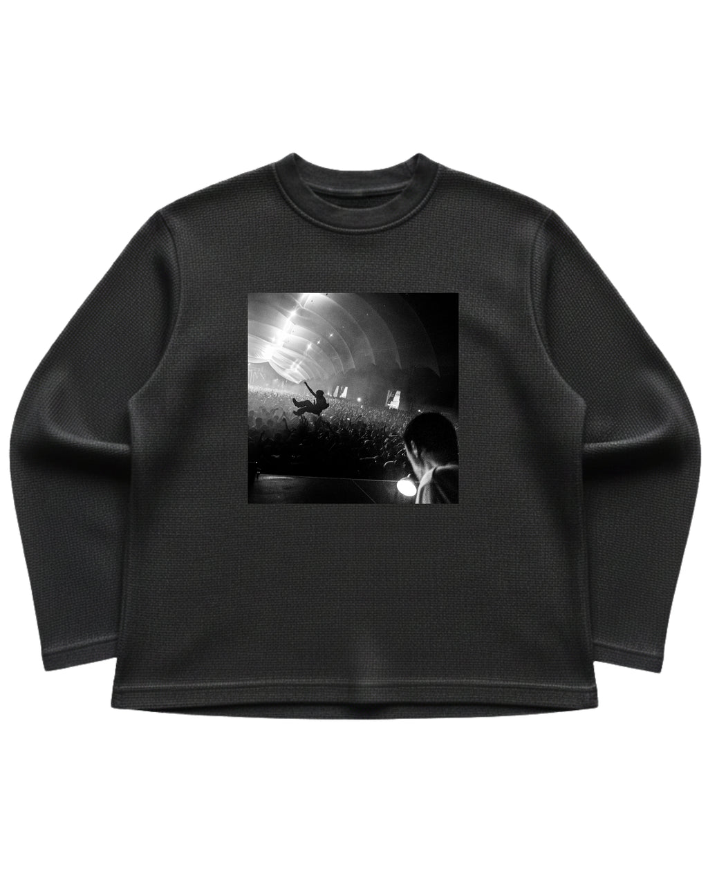 Black waffle knit oversized full-sleeve Front Design