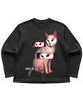 Black waffle knit oversized full-sleeve Front Design